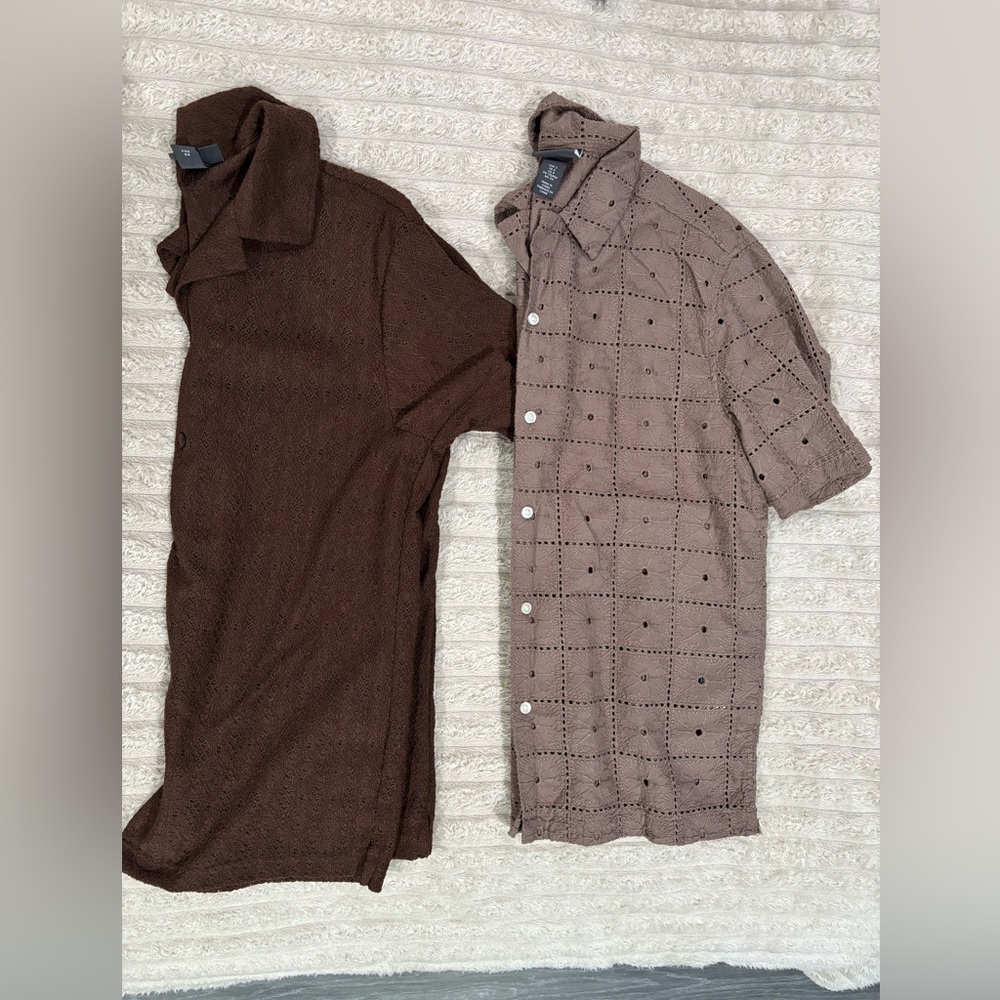 Bundle of Men’s Shirts H&M Casual Brown and Tan Button Down Shirts